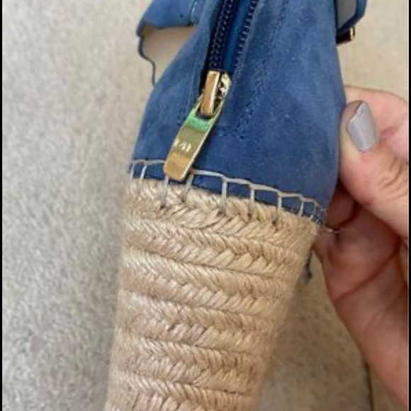 MARC FISHER Womens Scalloped Blue Platform Calita Wedge Leather Shoes - Picture 5 of 5